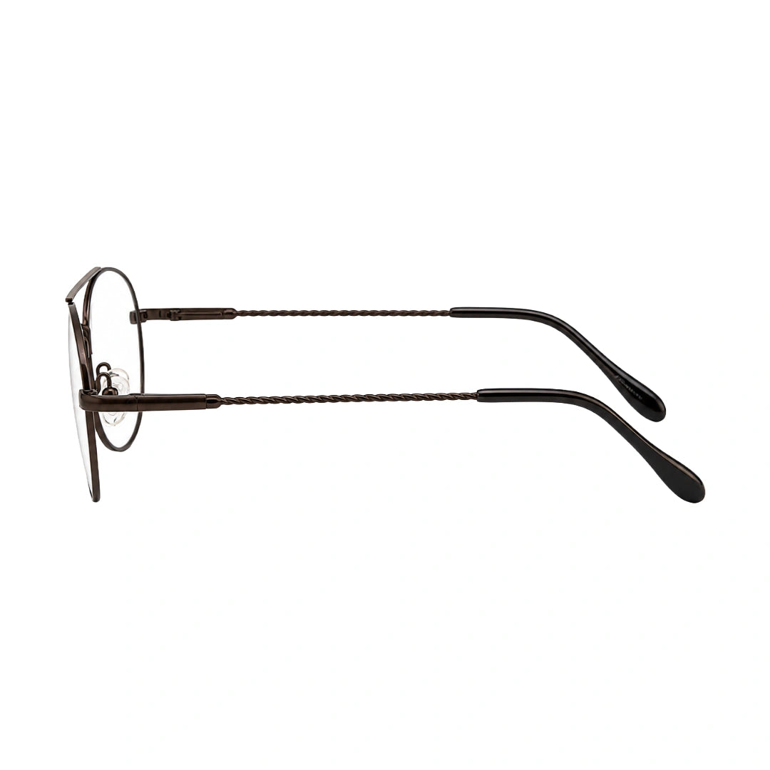 OS Fashion Style 22009 classic aviator double bridge prescription eyeglasses in brown, side profile view