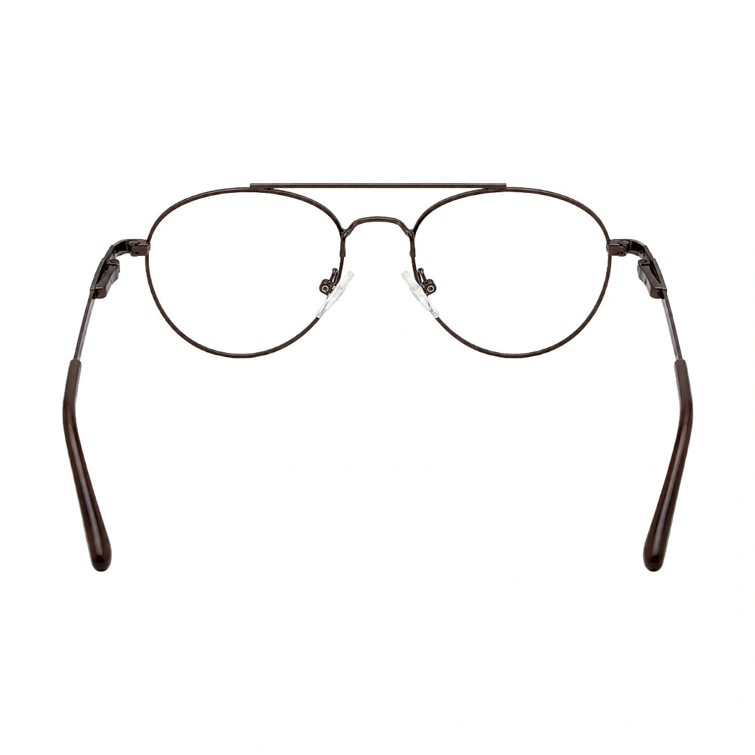 OS Fashion Style 22009 classic aviator double bridge prescription eyeglasses in brown, rear view