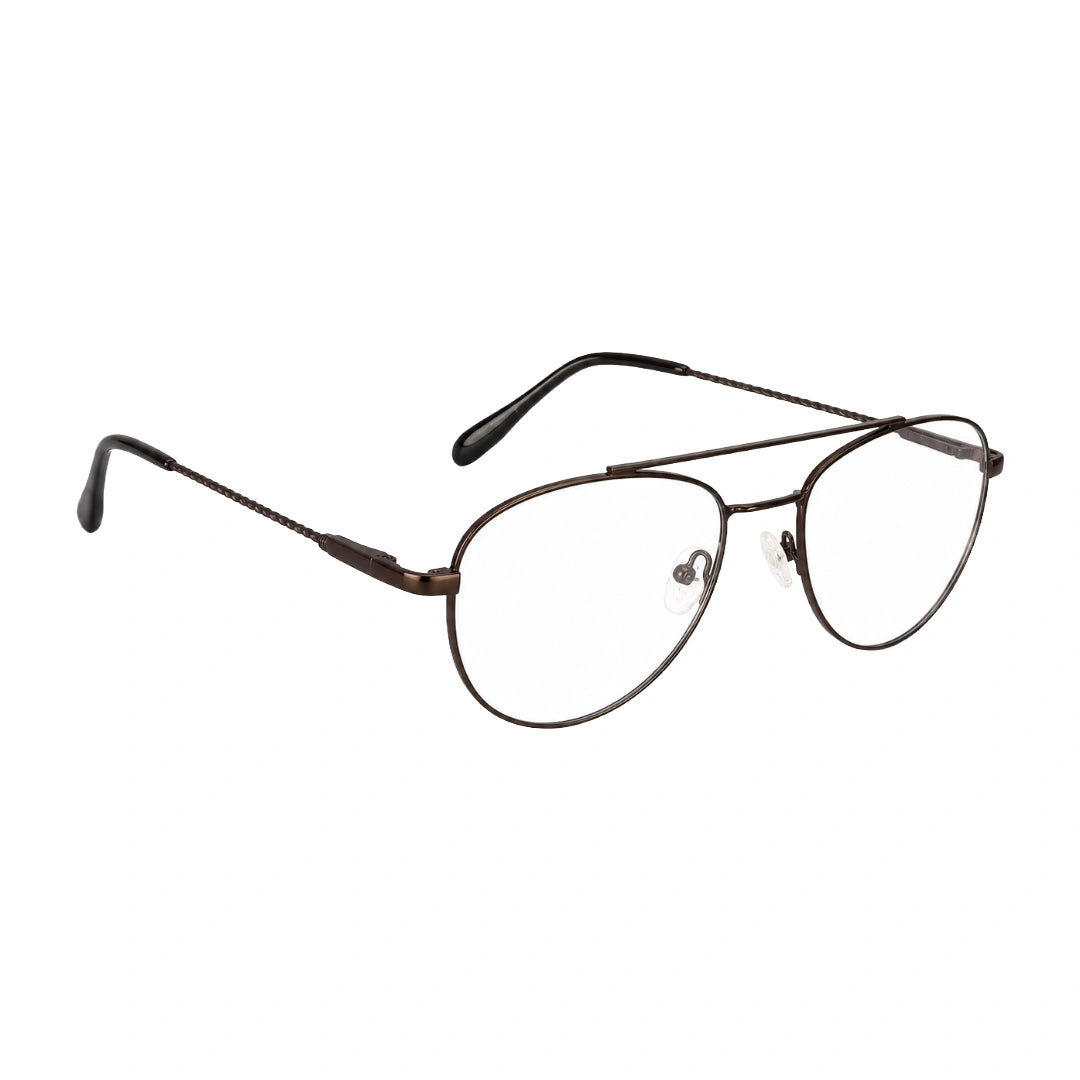 OS Fashion Style 22009 classic aviator double bridge prescription eyeglasses in brown, angled view