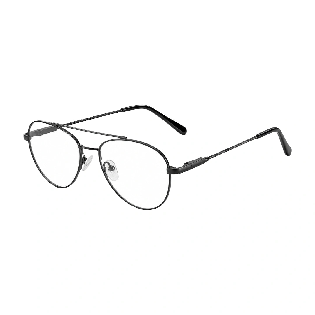 OS Fashion Style 22009 classic aviator double bridge prescription eyeglasses in gunmetal, three-quarter angled view