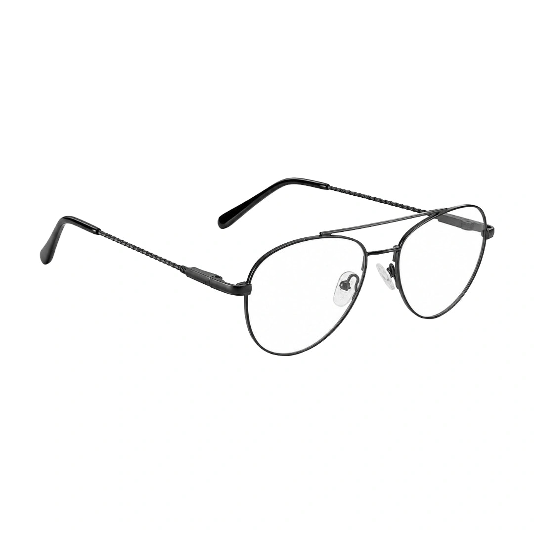 OS Fashion Style 22009 classic aviator double bridge prescription eyeglasses in gunmetal, angled view
