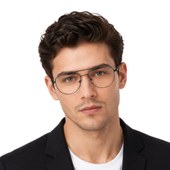 Man wearing OS Fashion Style 22009 classic aviator double bridge prescription eyeglasses in gunmetal
