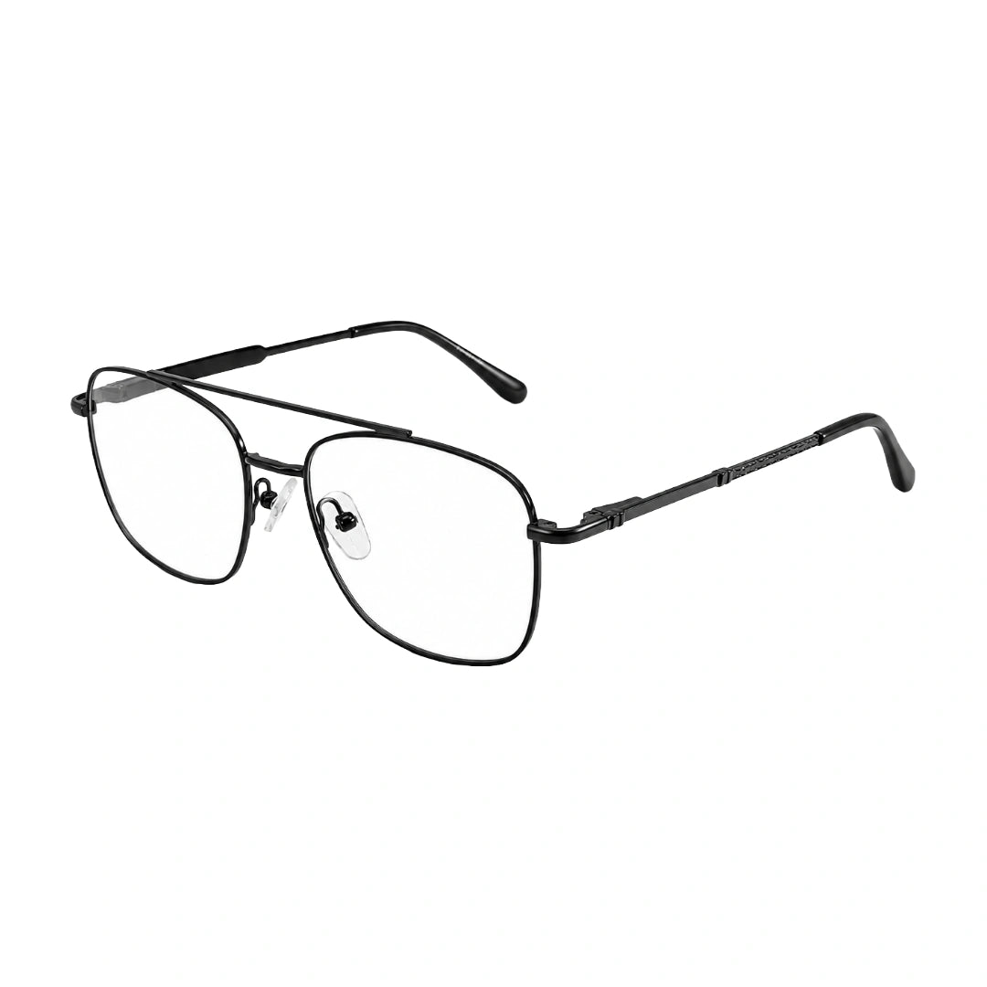 OS Fashion Style 22010 lightweight metal prescription eyeglasses in black, three-quarter angled view