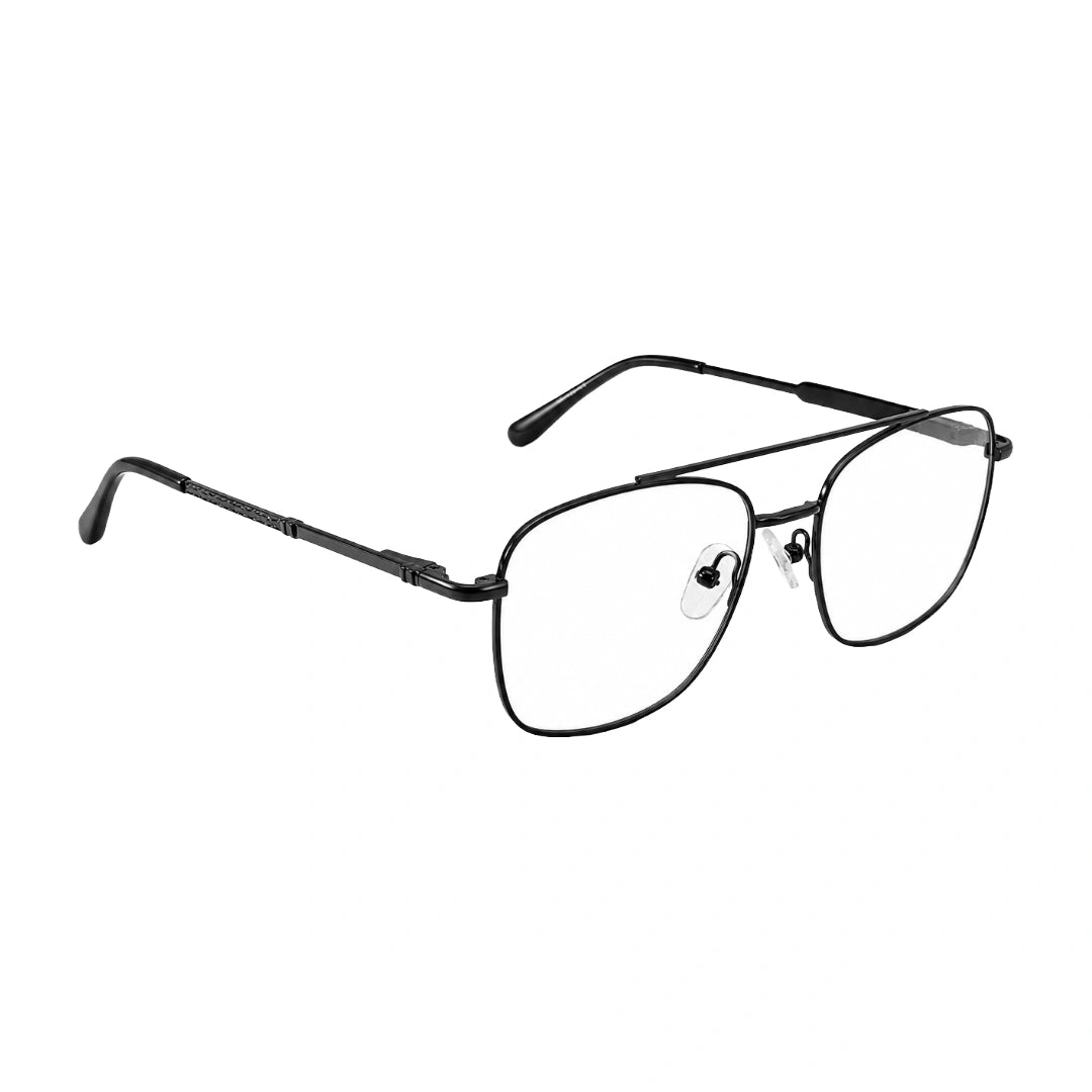 OS Fashion Style 22010 lightweight metal prescription eyeglasses in black, angled view