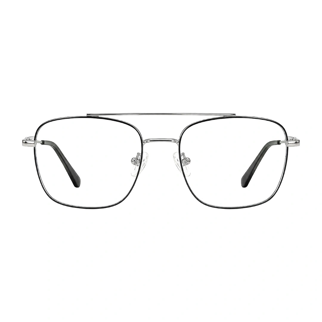 OS Fashion Style 22010 lightweight metal prescription eyeglasses in black and silver, front view