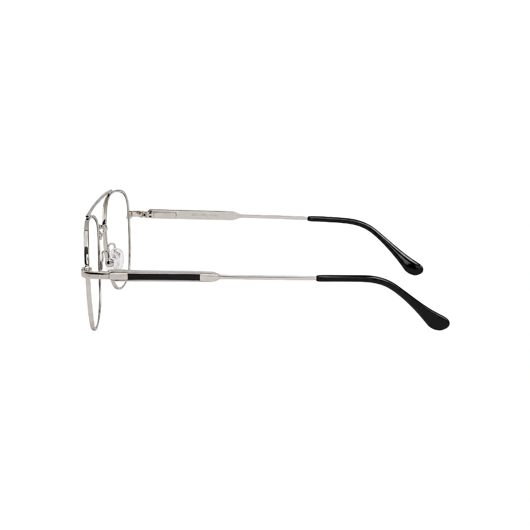 OS Fashion Style 22010 lightweight metal prescription eyeglasses in black and silver, side profile view