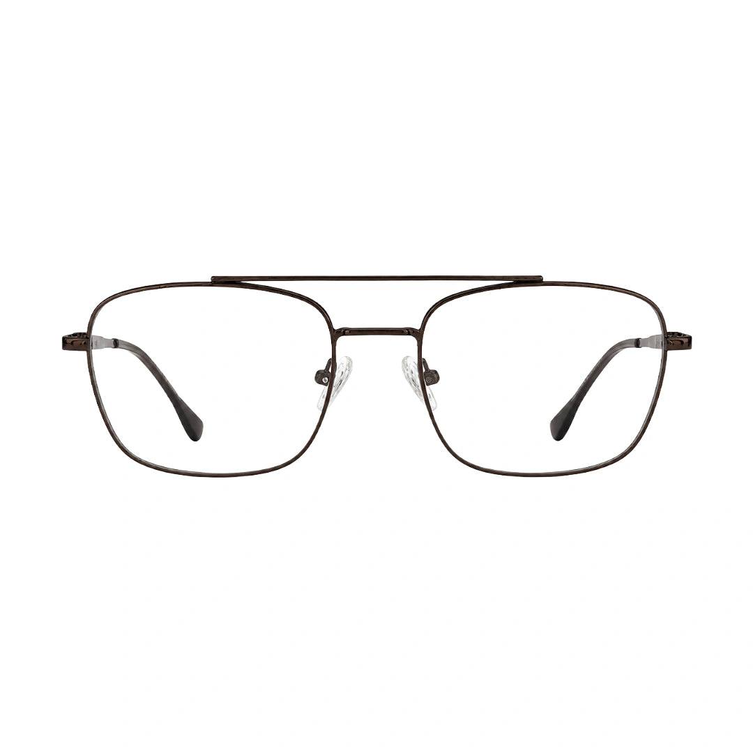 OS Fashion Style 22010 lightweight metal prescription eyeglasses in brown, front view