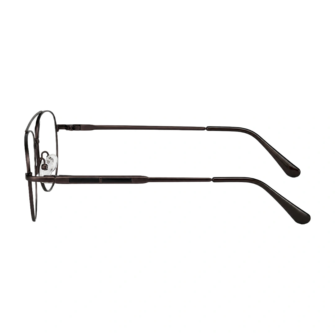 OS Fashion Style 22010 lightweight metal prescription eyeglasses in brown, side profile view