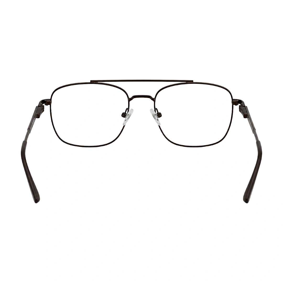 OS Fashion Style 22010 lightweight metal prescription eyeglasses in brown, rear view