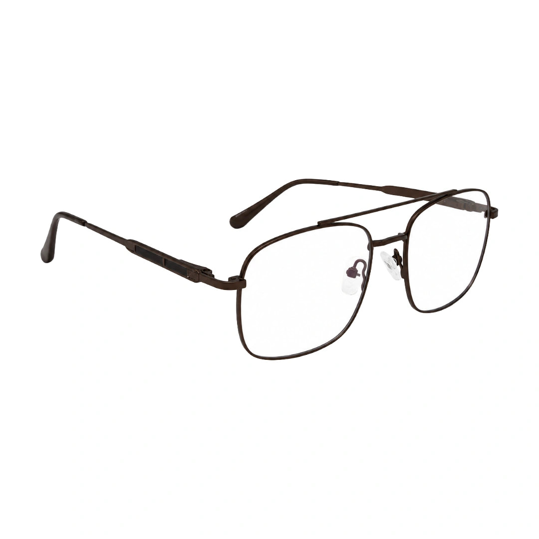 OS Fashion Style 22010 lightweight metal prescription eyeglasses in brown, angled view