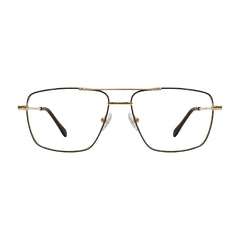 OS Fashion Style 22011 structured square double bridge eyeglasses in brown and gold, front view