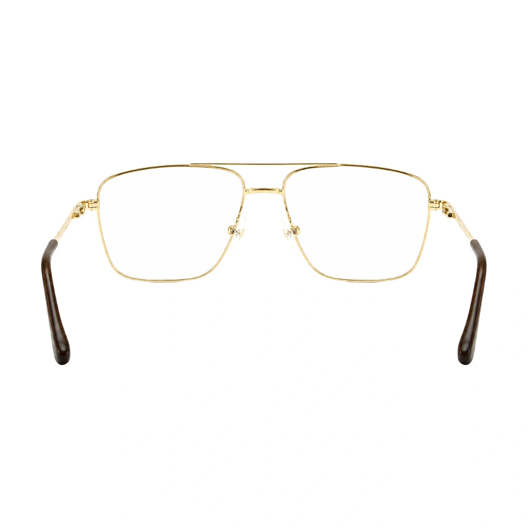 OS Fashion Style 22011 structured square double bridge eyeglasses in brown and gold, rear view