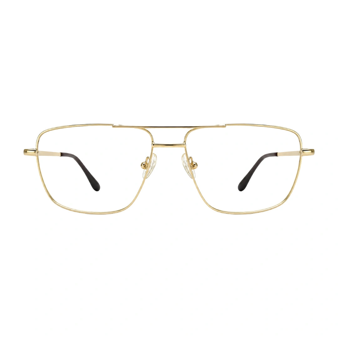 OS Fashion Style 22011 structured square double bridge eyeglasses in gold, front view