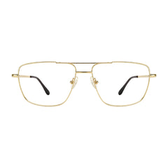 OS Fashion Style 22011 structured square double bridge eyeglasses in gold, front view