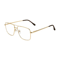 OS Fashion Style 22011 structured square double bridge eyeglasses in gold, three-quarter angled view