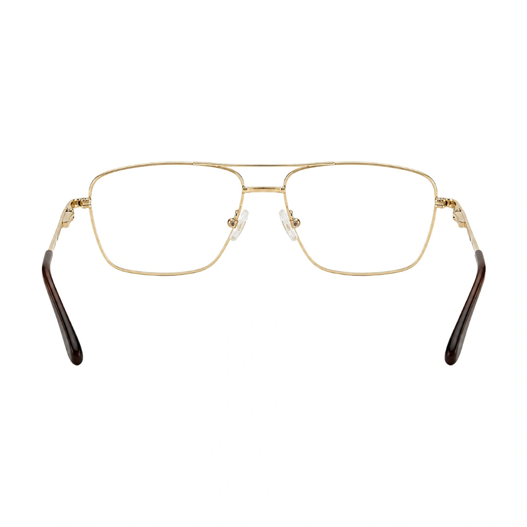 OS Fashion Style 22011 structured square double bridge eyeglasses in gold, rear view