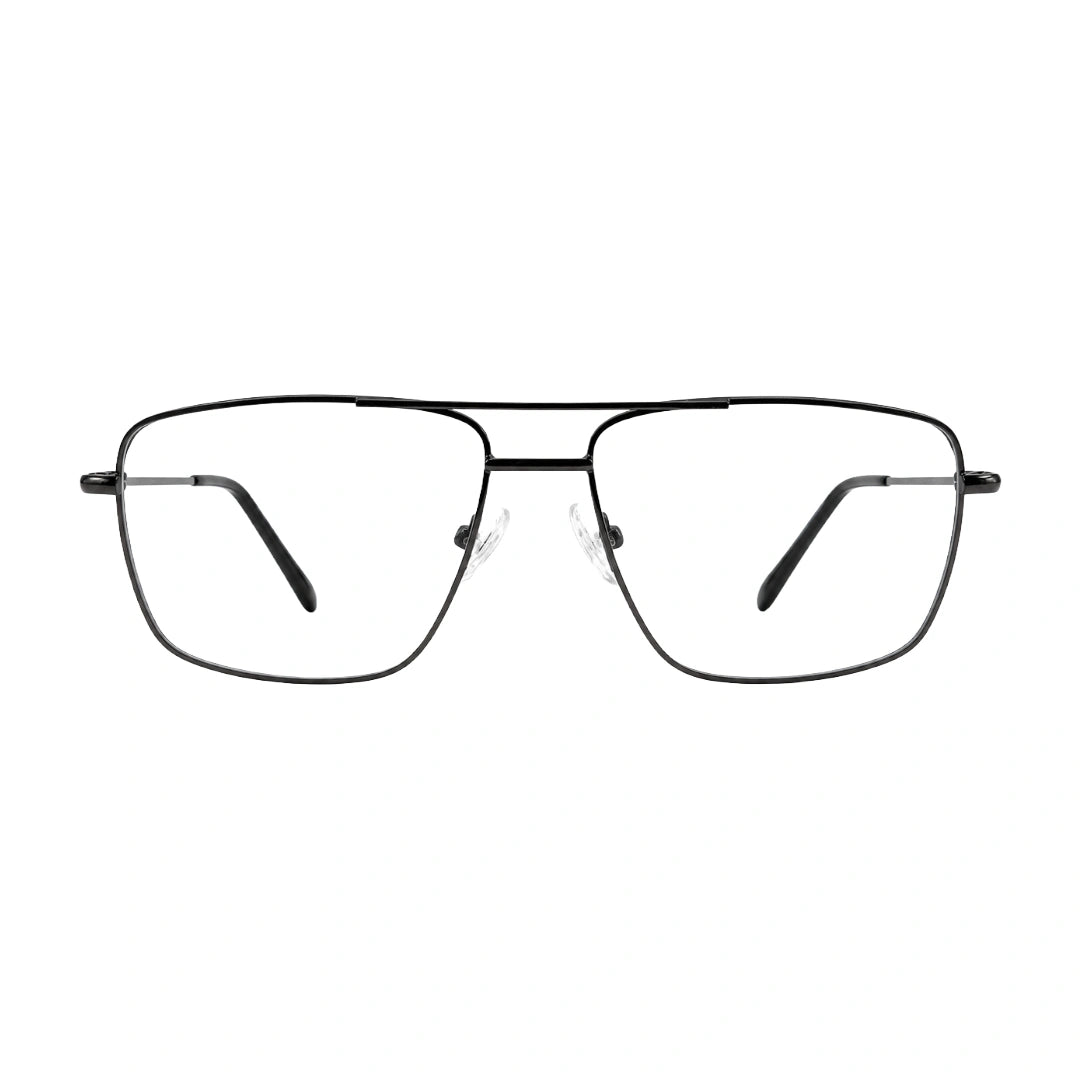 OS Fashion Style 22011 structured square double bridge eyeglasses in gunmetal, front view