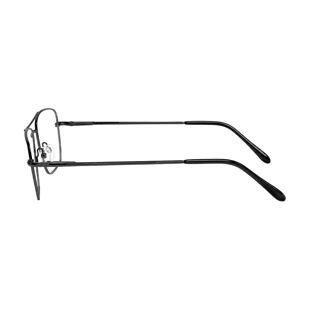 OS Fashion Style 22011 structured square double bridge eyeglasses in gunmetal, side profile view
