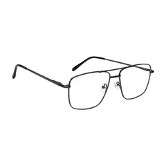OS Fashion Style 22011 structured square double bridge eyeglasses in gunmetal, angled view
