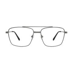 OS Fashion Style 22014 rectangular double bridge metal prescription eyeglasses in black and silver, front view