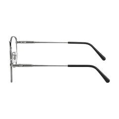 OS Fashion Style 22014 rectangular double bridge metal prescription eyeglasses in black and silver, side profile view