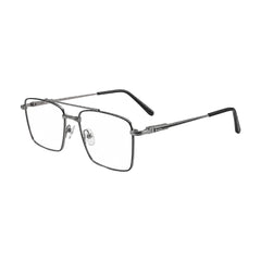 OS Fashion Style 22014 rectangular double bridge metal prescription eyeglasses in black and silver, three-quarter angled view