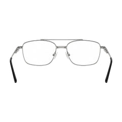 OS Fashion Style 22014 rectangular double bridge metal prescription eyeglasses in black and silver, rear view