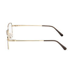 OS Fashion Style 22014 rectangular double bridge metal prescription eyeglasses in brown and gold, side profile view