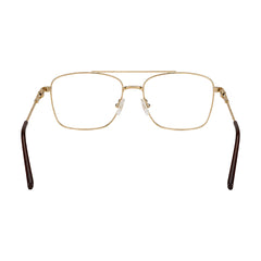 OS Fashion Style 22014 rectangular double bridge metal prescription eyeglasses in brown and gold, rear view