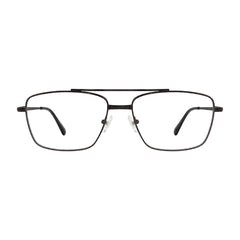 OS Fashion Style 22014 rectangular double bridge metal prescription eyeglasses in brown, front view