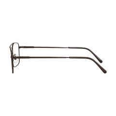 OS Fashion Style 22014 rectangular double bridge metal prescription eyeglasses in brown, side profile view