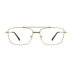 OS Fashion Style 22014 rectangular double bridge metal prescription eyeglasses in gold, front view