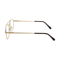 OS Fashion Style 22014 rectangular double bridge metal prescription eyeglasses in gold, side profile view