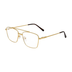OS Fashion Style 22014 rectangular double bridge metal prescription eyeglasses in gold, three-quarter angled view
