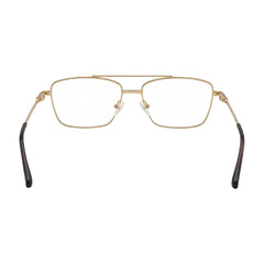 OS Fashion Style 22014 rectangular double bridge metal prescription eyeglasses in gold, rear view