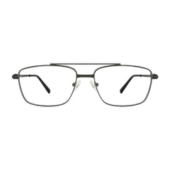 OS Fashion Style 22014 rectangular double bridge metal prescription eyeglasses in gunmetal, front view