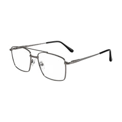 OS Fashion Style 22014 rectangular double bridge metal prescription eyeglasses in gunmetal, three-quarter angled view