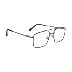 OS Fashion Style 22014 rectangular double bridge metal prescription eyeglasses in gunmetal, angled view