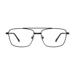 OS Fashion Style 22014 rectangular double bridge metal prescription eyeglasses in matte black, front view