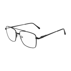OS Fashion Style 22014 rectangular double bridge metal prescription eyeglasses in matte black, three-quarter angled view
