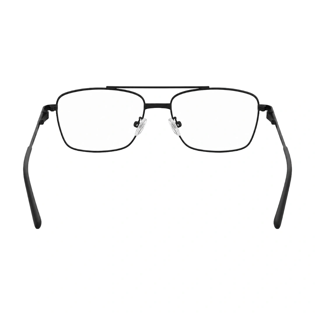 OS Fashion Style 22014 rectangular double bridge metal prescription eyeglasses in matte black, rear view