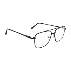 OS Fashion Style 22014 rectangular double bridge metal prescription eyeglasses in matte black, angled view