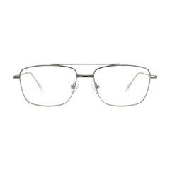 OS Fashion Style 22014 rectangular double bridge metal prescription eyeglasses in silver, front view
