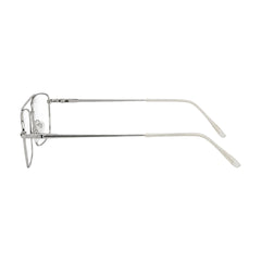 OS Fashion Style 22014 rectangular double bridge metal prescription eyeglasses in silver, side profile view