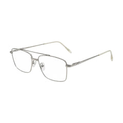 OS Fashion Style 22014 rectangular double bridge metal prescription eyeglasses in silver, three-quarter angled view