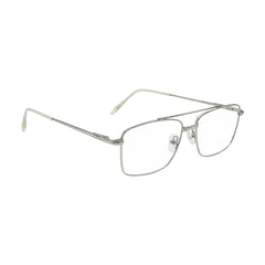 OS Fashion Style 22014 rectangular double bridge metal prescription eyeglasses in silver, angled view