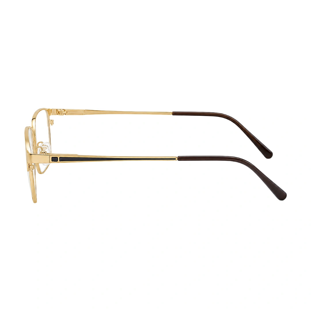 OS Fashion Style 22015 professional clubmaster optical frame in gold, side profile view