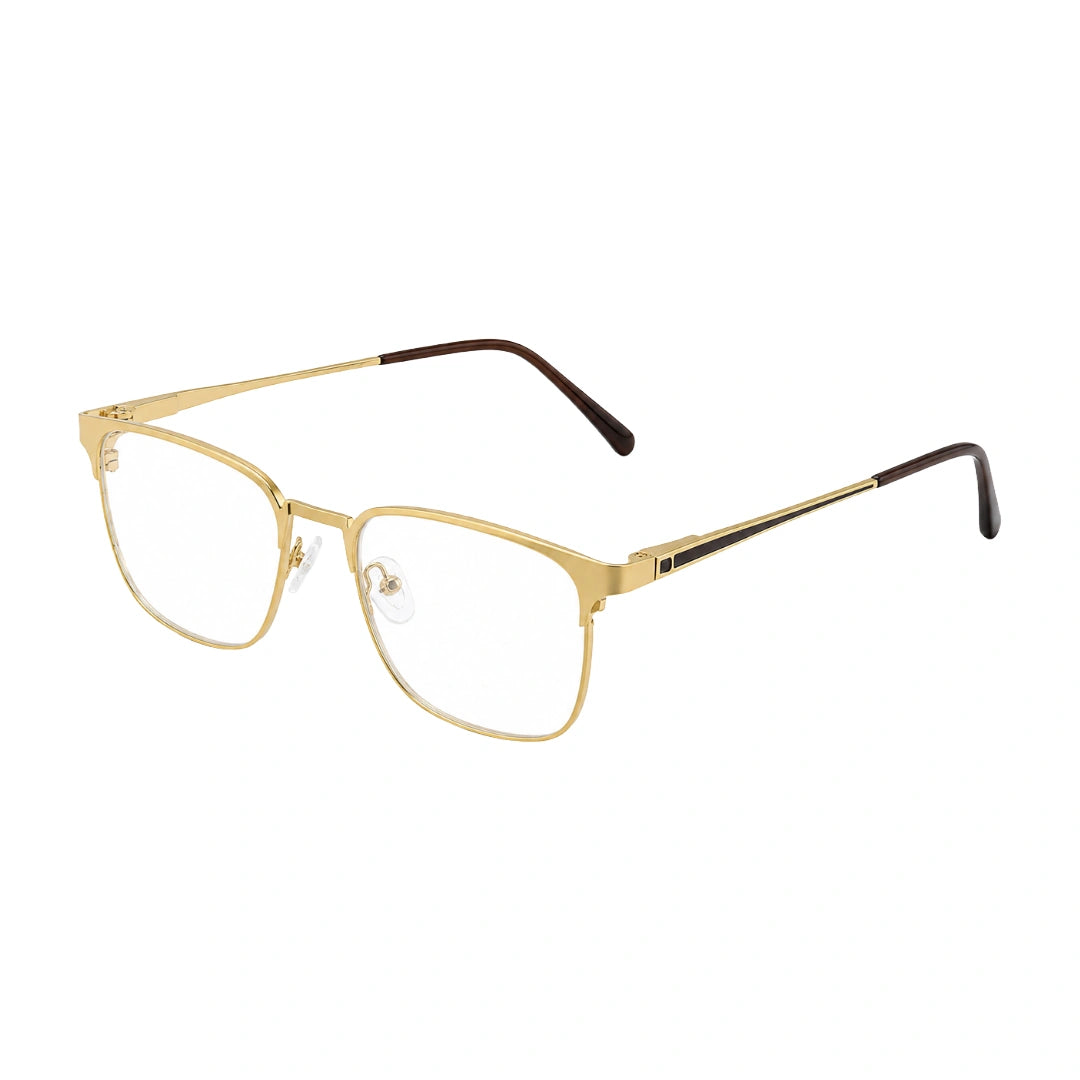 OS Fashion Style 22015 professional clubmaster optical frame in gold, three-quarter angled view