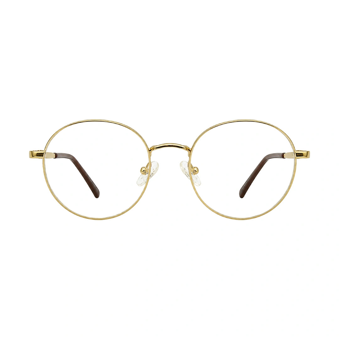OS Fashion Style 22019 classic circular prescription eyeglasses in gold, front view
