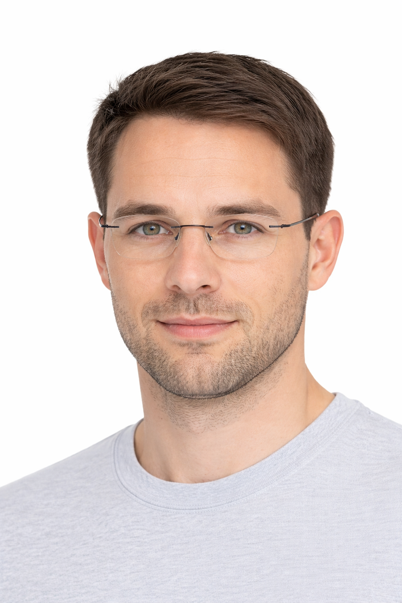 OS Fel High 3P Rimless Rectangle Eyeglass Frame-zoom-